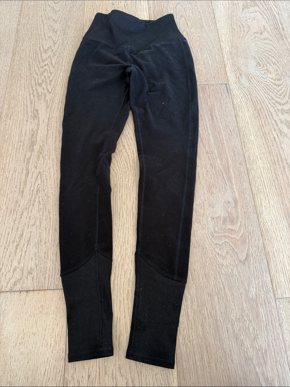 ALO Yoga Black Ribbed Ankle Panel Leggings